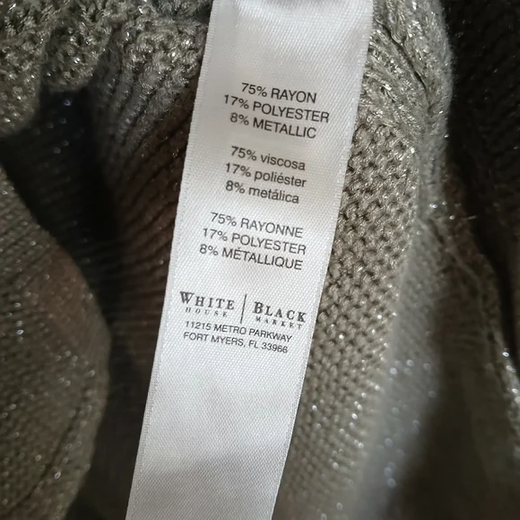 WHITE HOUSE BLACK MARKET Sage Silver Longsleeve Top, Size Medium (M) - Picture 9 of 9